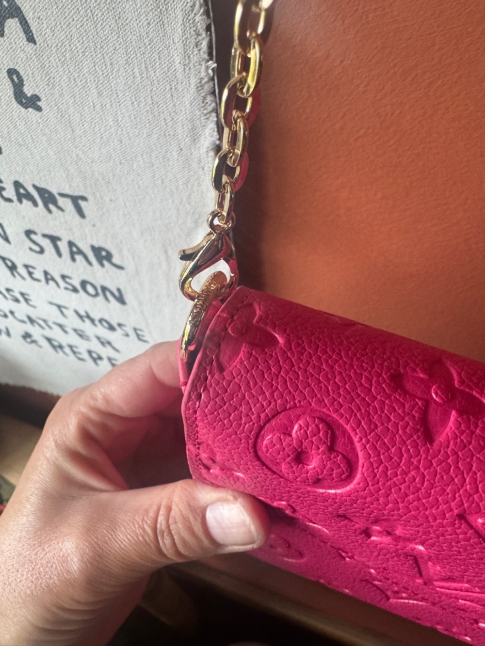 Louis Vuitton Fuchsia Monogram Chain Crossbody with Card Holder - Picture 9 of 10